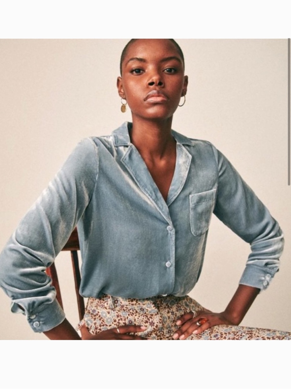 Sezane Florence velvet blouse